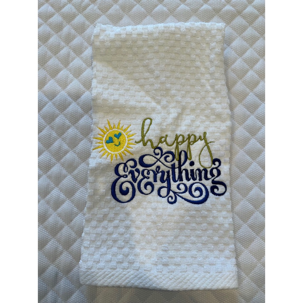 Wealuxe Collection embroidered White Waffle Weave Cotton Hand Towel